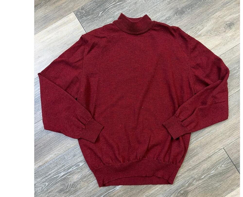 Raffi Merino Wool Turtleneck Sweater Red Minimalist Luxury Medium